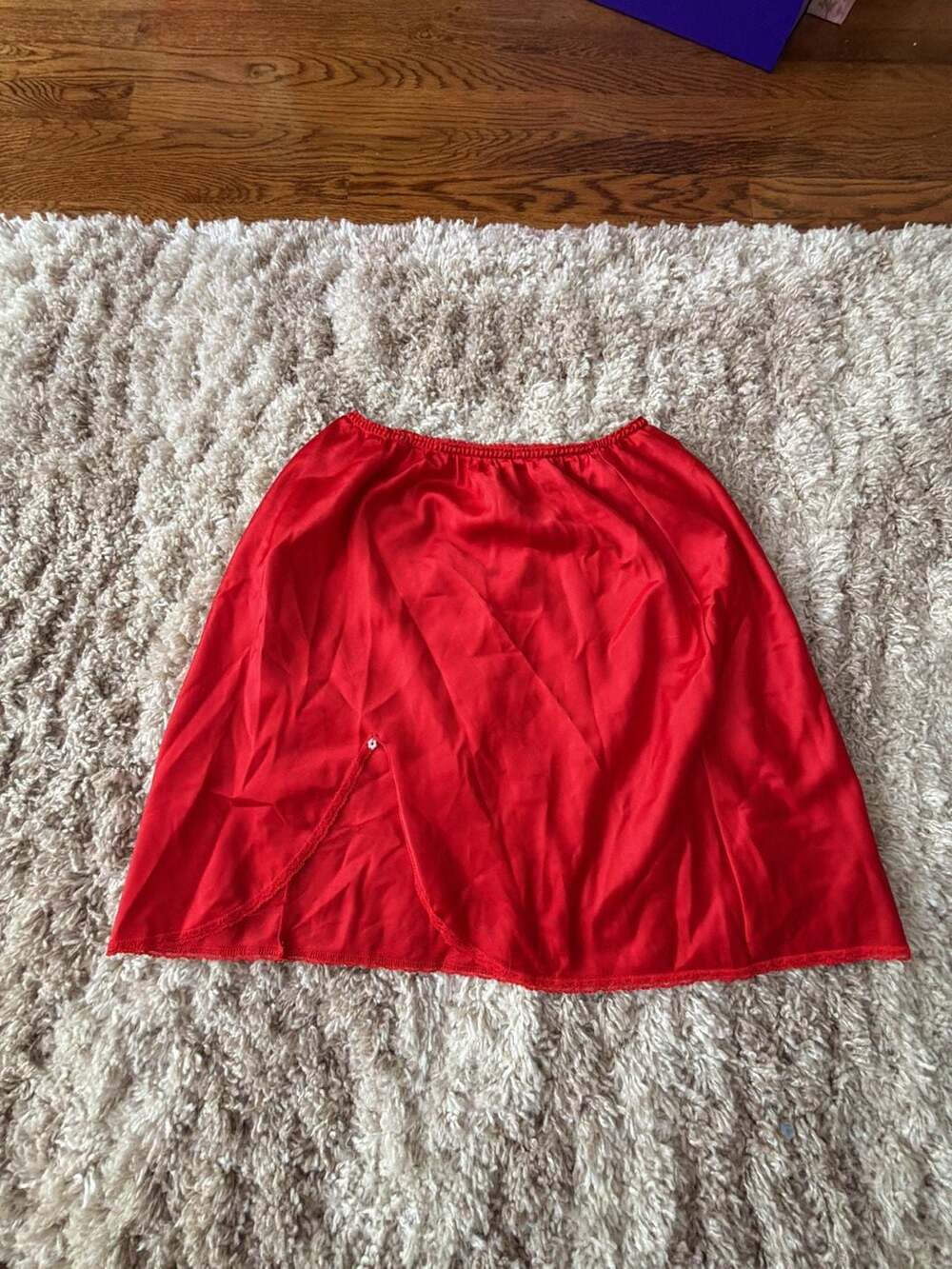 Warners Perfect Measure Vintage Red Satin Half Slip with Front Slit
